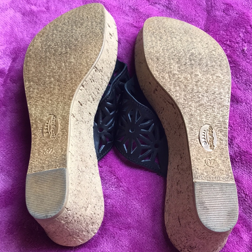 Black Spring Step wedge sandals size 37 - Picture 4 of 6